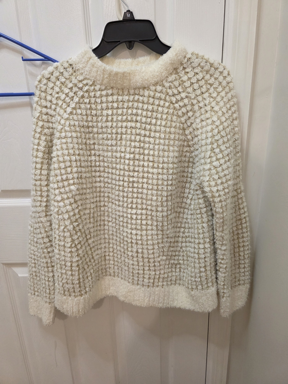 Women's Cream Textured Crewneck Sweater